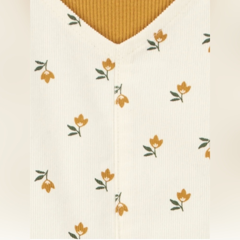 Carter's Cream Floral Dress and Gold Long Sleeve Top Set 3 Piece - Picture 7 of 16